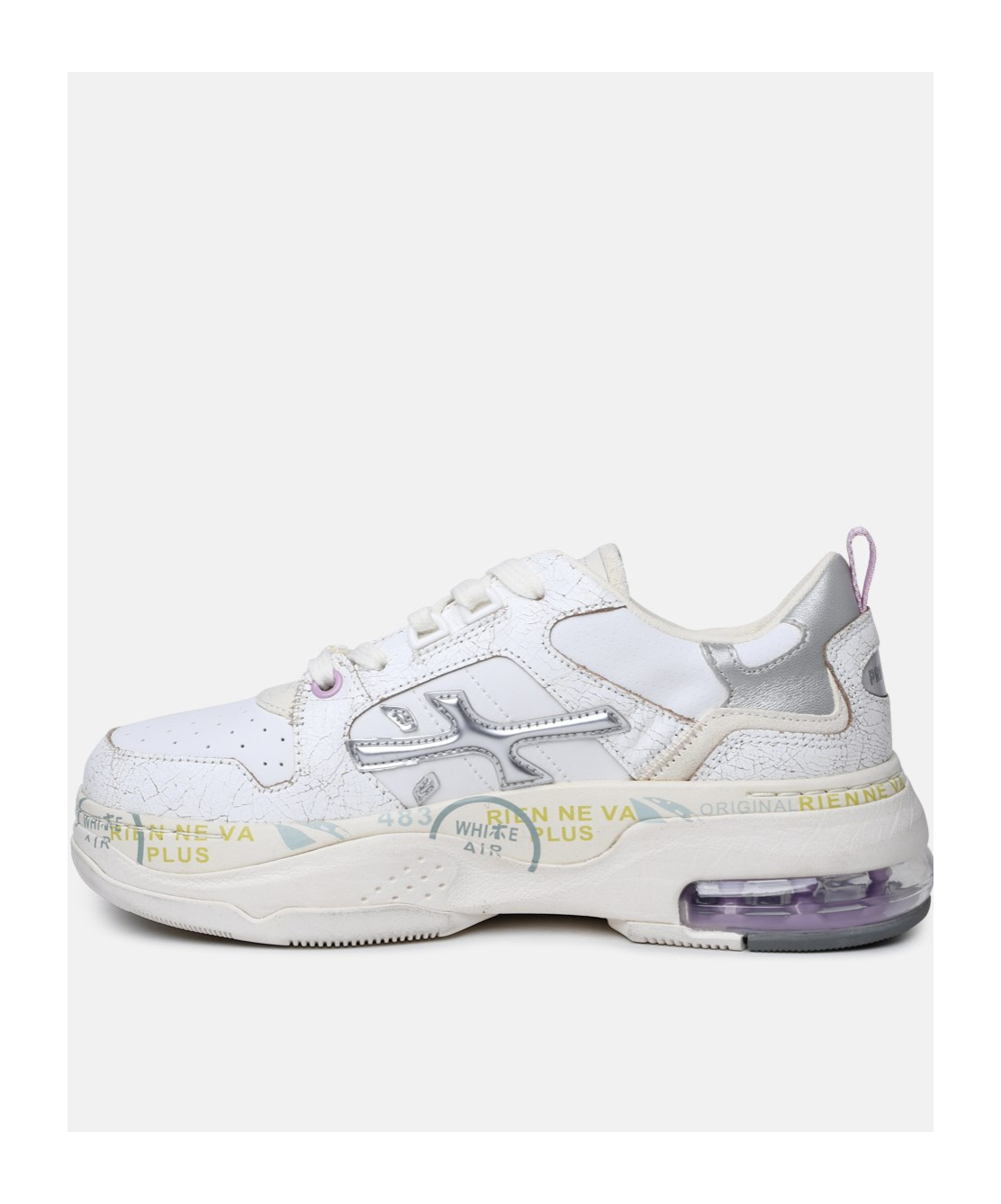 Premiata Draked' White Leather Sneakers In Nude