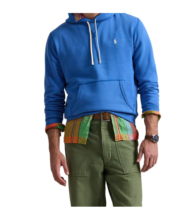 Polo Ralph Lauren Hooded Drawstring Hoodie In Blue