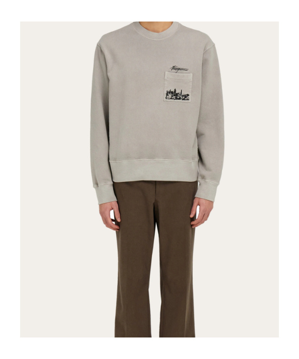 Ferragamo Back To Earth - Tuscany Print Sweatshirt In Gray