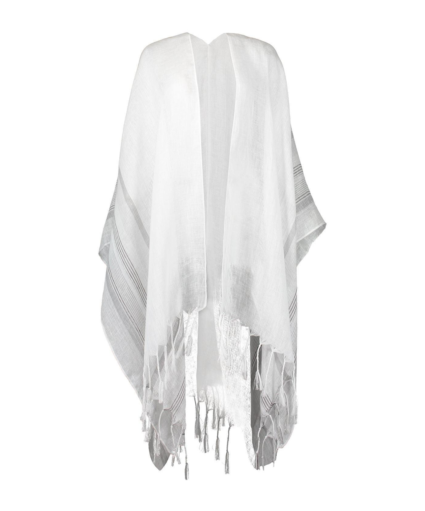 Brunello Cucinelli Long Lurex Cape In White