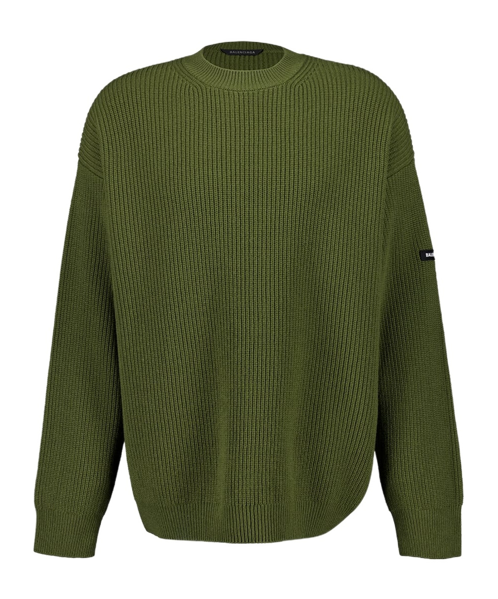 Balenciaga Wool Sweater In Khaki Green