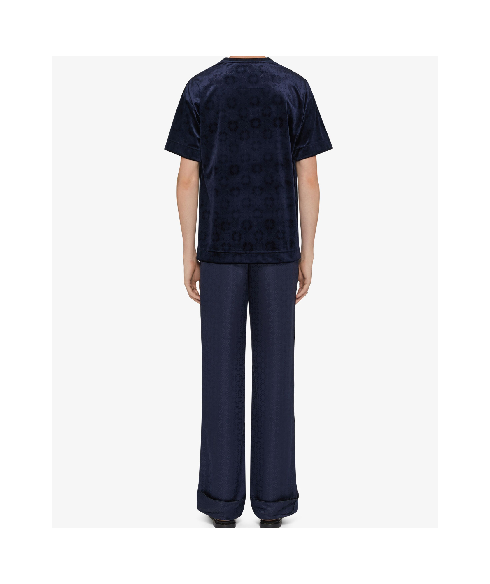 Givenchy Navy Monogram 72 Velvet T-shirt In Black