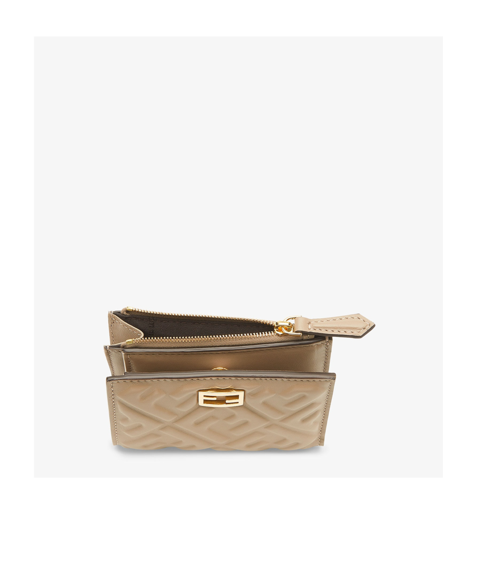 Fendi Small Baguette Compact Wallet In Nude