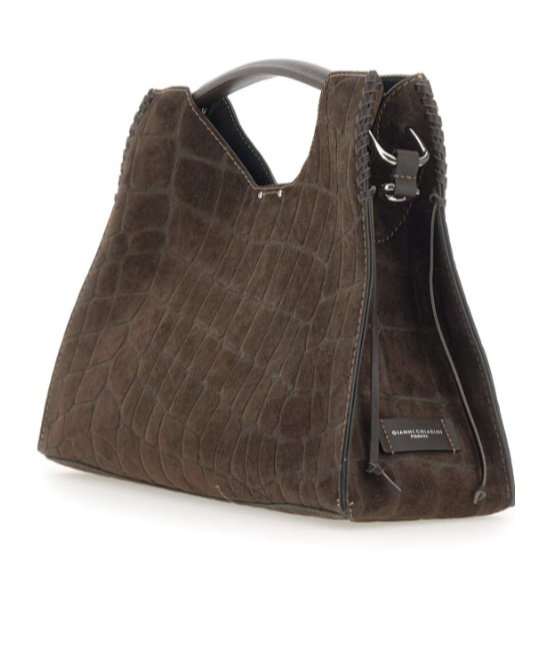 Gianni Chiarini Crocodile-effect Top-handle Bag In Brown