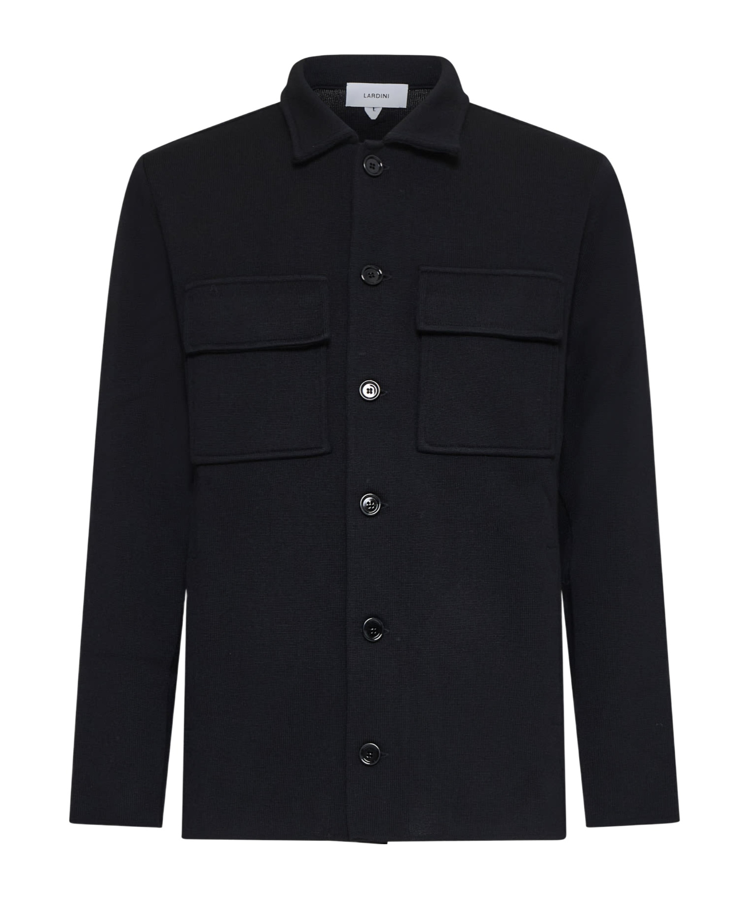 Lardini Buttonedd Wool Shirt Jacket In Black