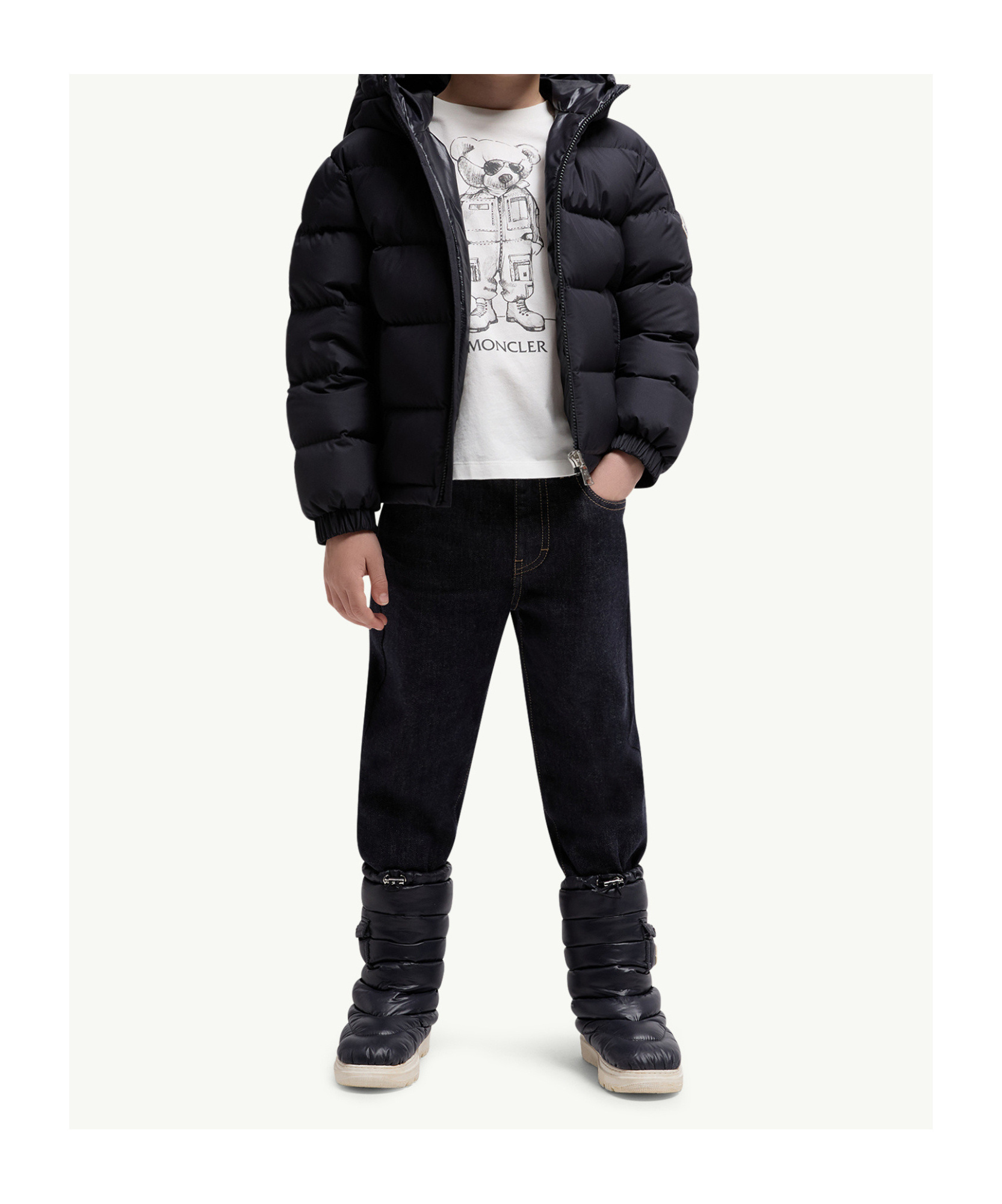 Moncler Hooded Quilted Jacket In Blue