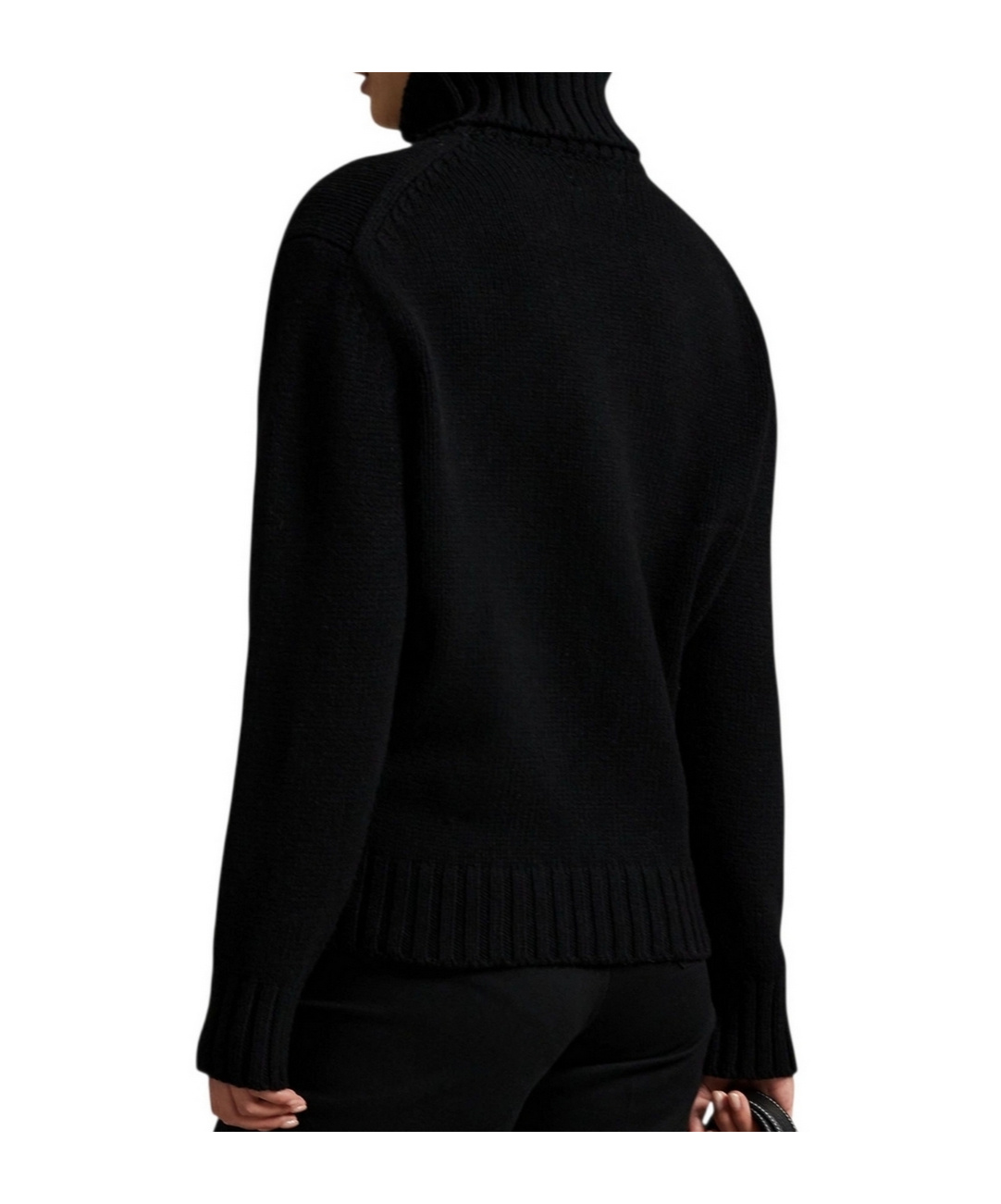 Polo Ralph Lauren Polo-player Intarsia Wool Sweater In Black