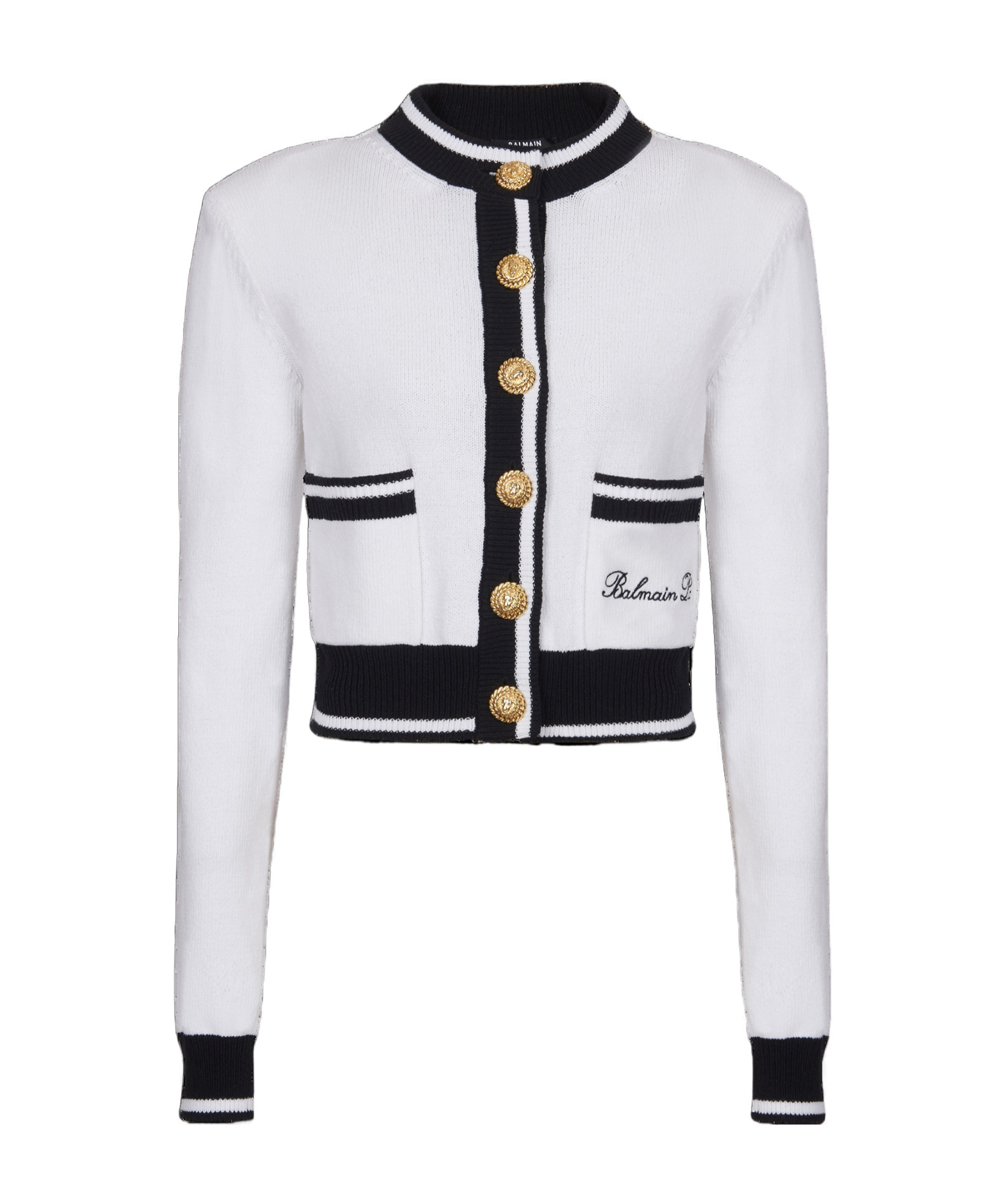 Balmain Signature Logo-embroidered Cardigan In White