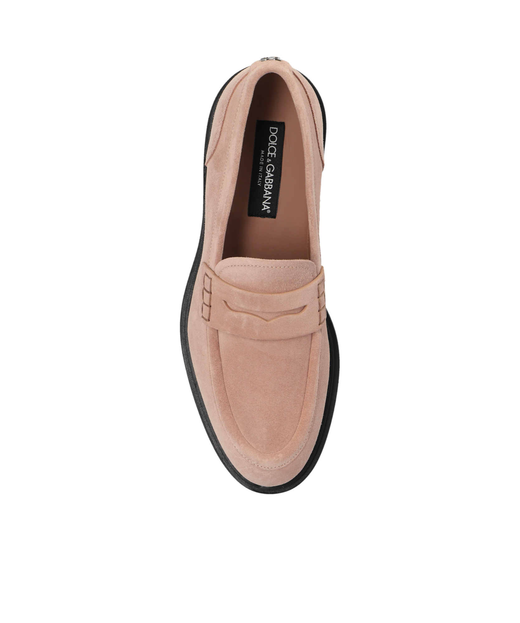 Dolce & Gabbana Suede Penny Loafers In Nude
