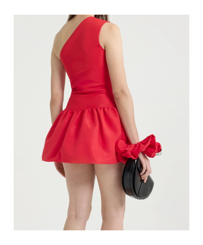 Patou One Shoulder Knee Length Dress With Asymmetric Design In Red