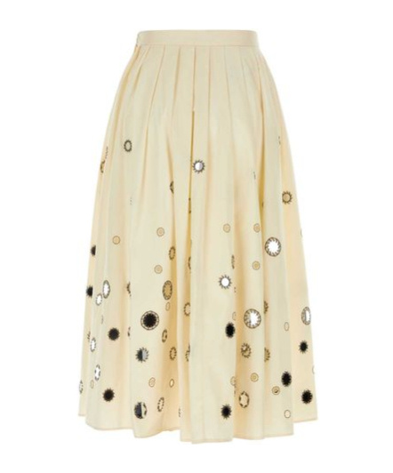 Prada Gonna In Cotone Crema Donna In Neutral Color