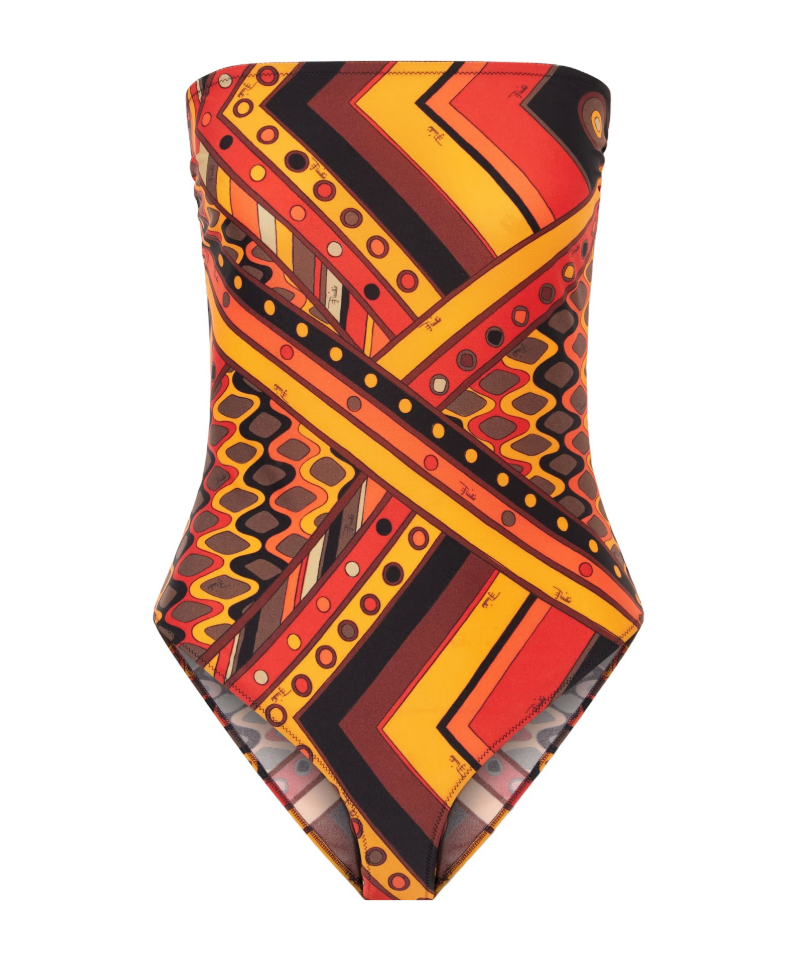 PUCCI PRINTED STRAPLESS SWIMSUIT