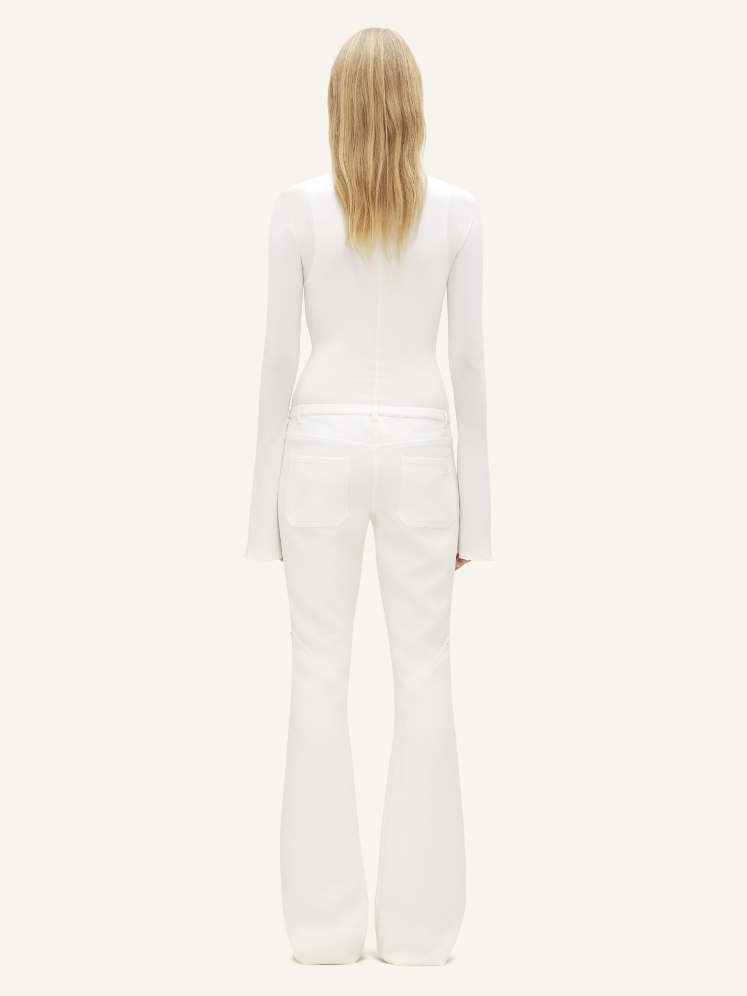Courrèges Ellipse Zipped Twill Trousers In White