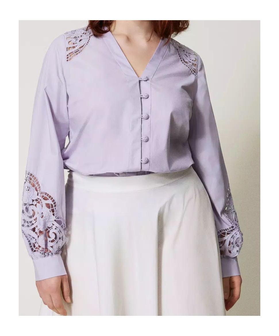 Twinset Broderie-anglaise Shirt In Purple
