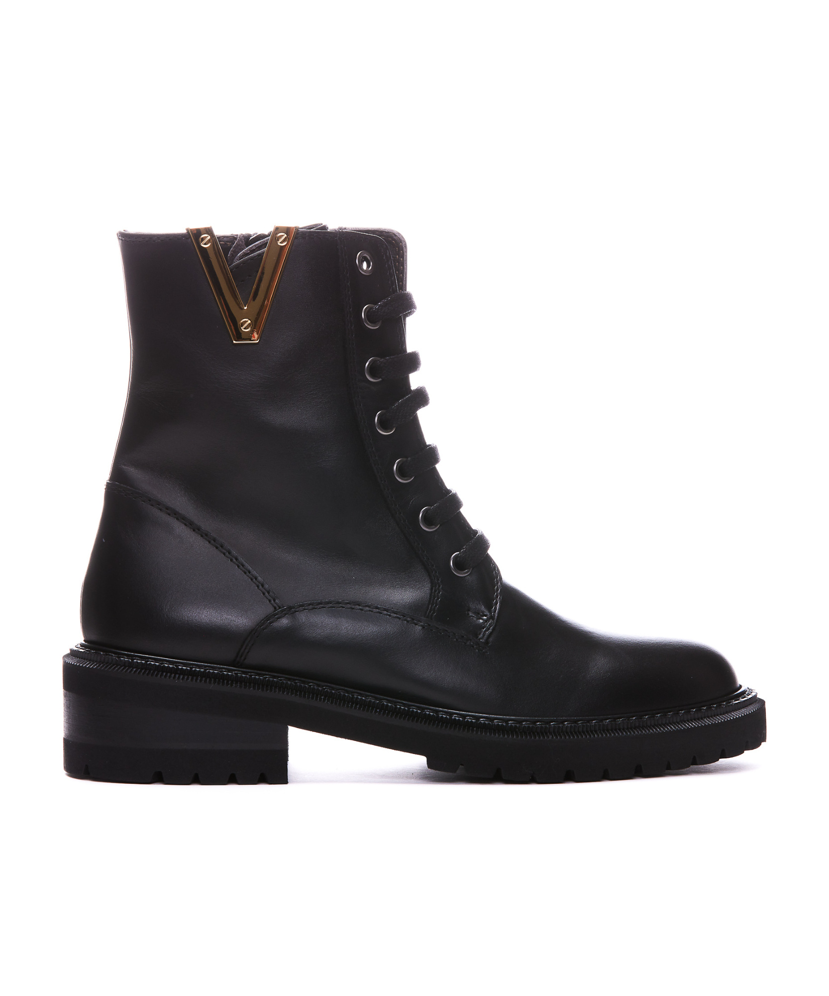 Via Roma 15 Lacing Short Boots In Black