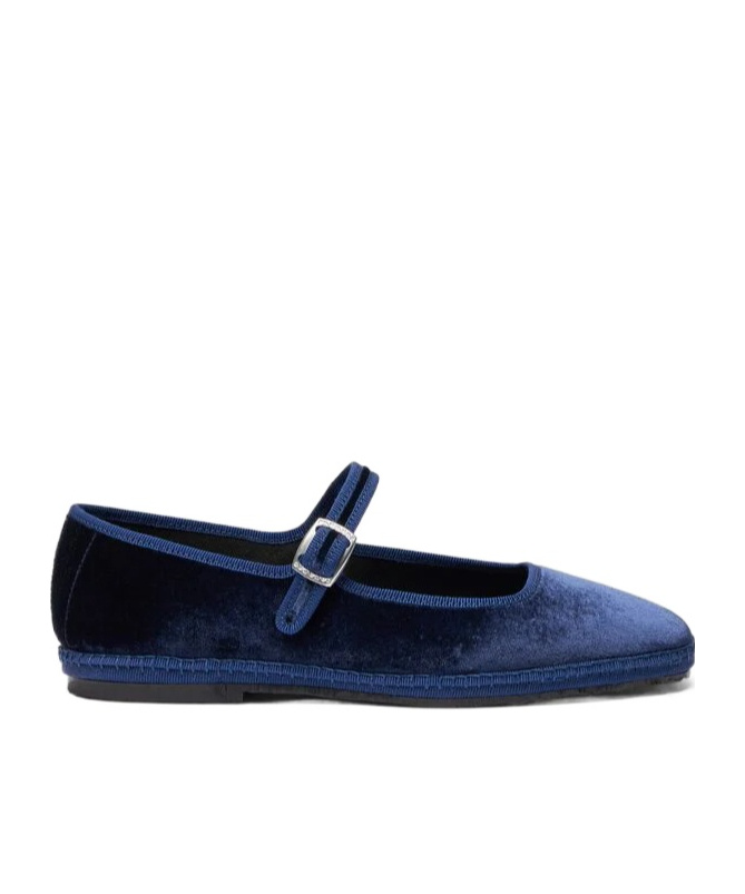 Scarosso Petra Velvet Ballerina Shoes In Blue