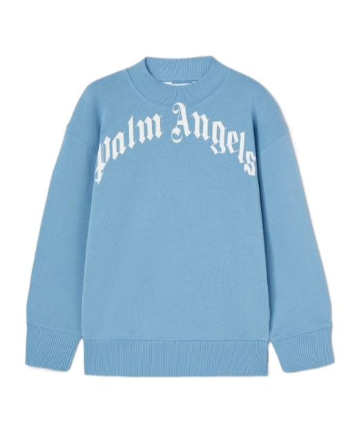 Palm Angels Logo Printed Hoodie In Blue