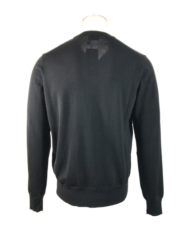 Ea7 Small V-neck Long-sleeved Sweater In Black
