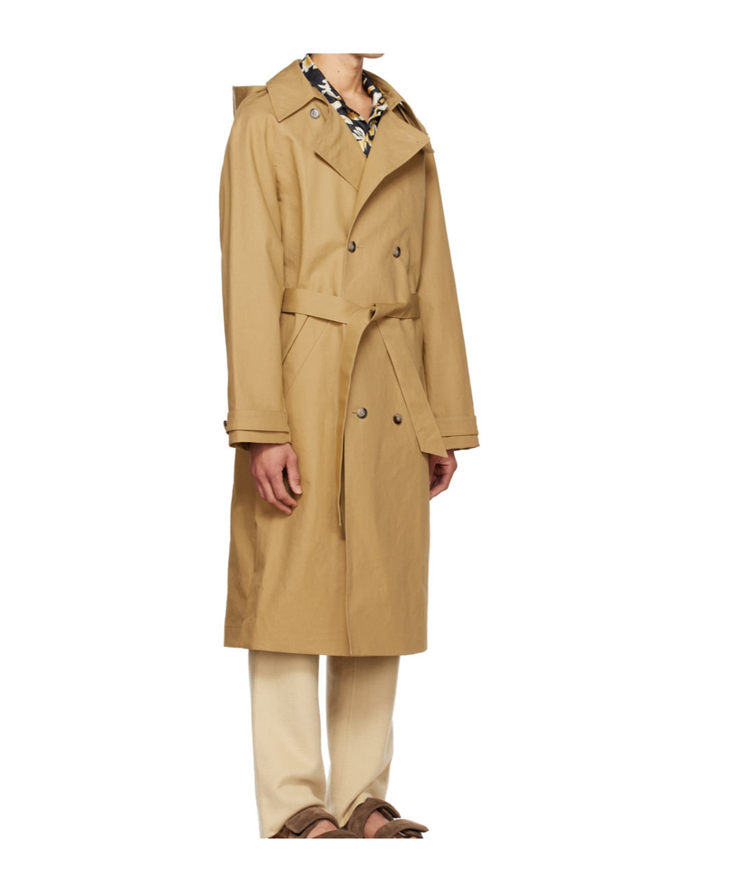 Nanushka Hooded Trench Coat In Nude