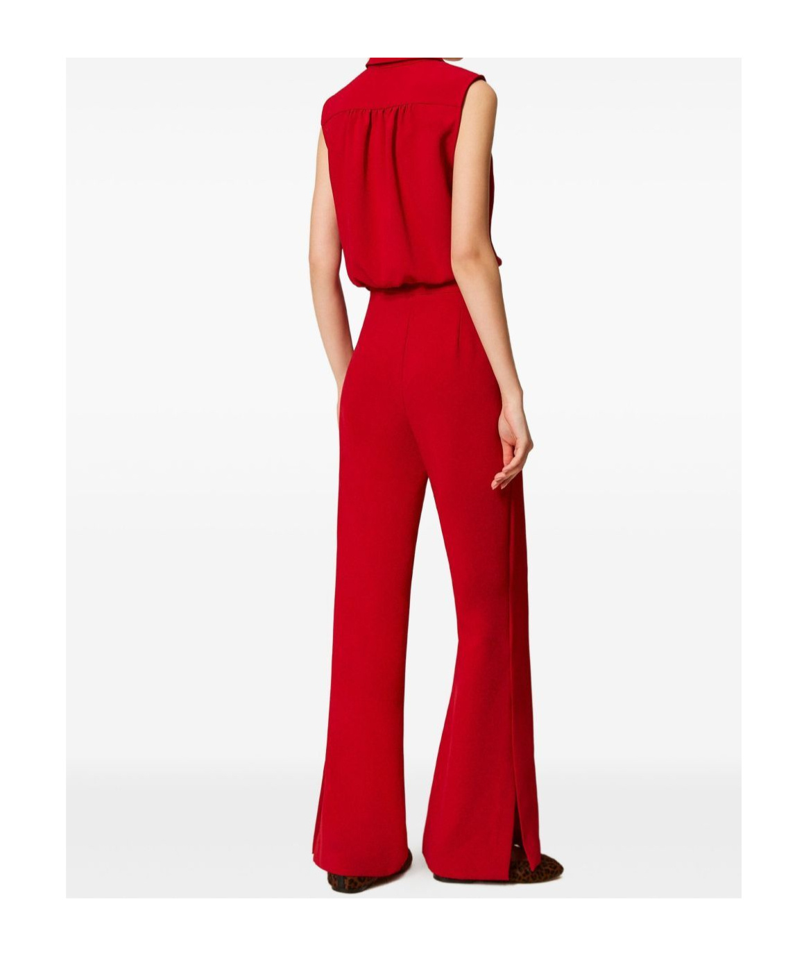 Twinset Sleeveless Shirt-style Jumpsuit In Red