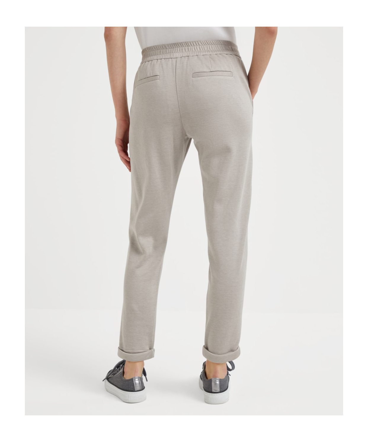 Brunello Cucinelli Precious Stripe Cotton-silk Trousers In Gray