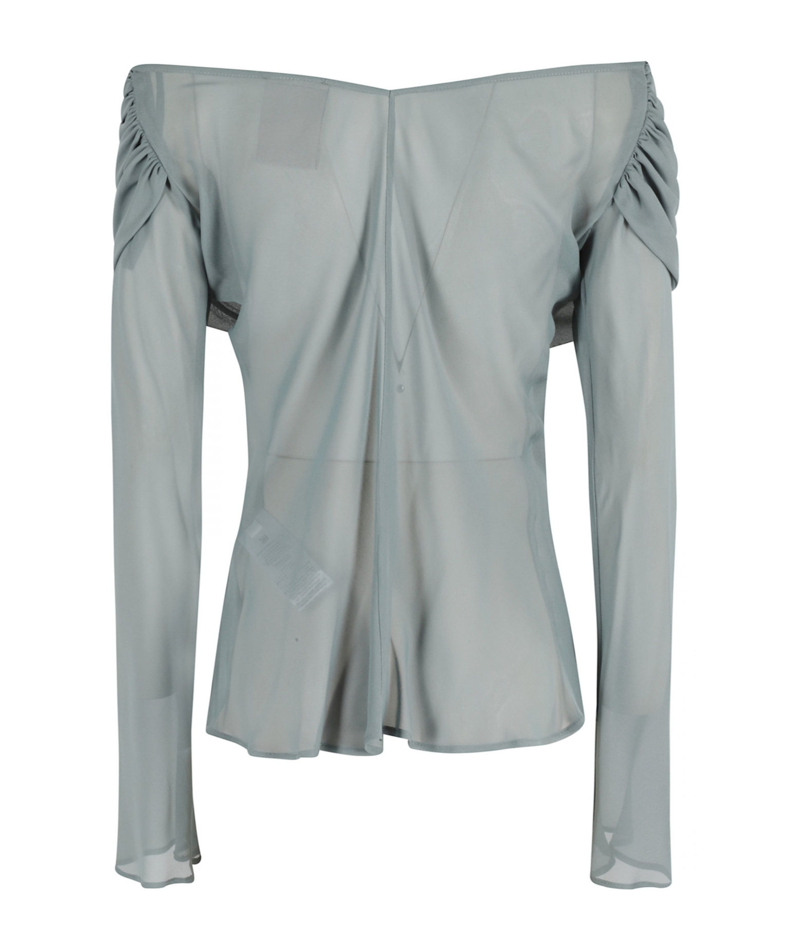 Semicouture Dew-toned Semi Couture Blouse With Off-shoulder Design In Green