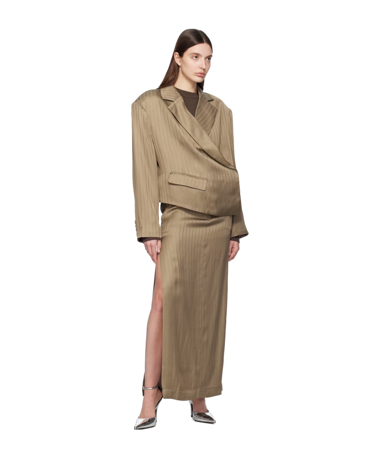 Remain Birger Christensen Asymmetrical Structure Casual Jacket In Brown