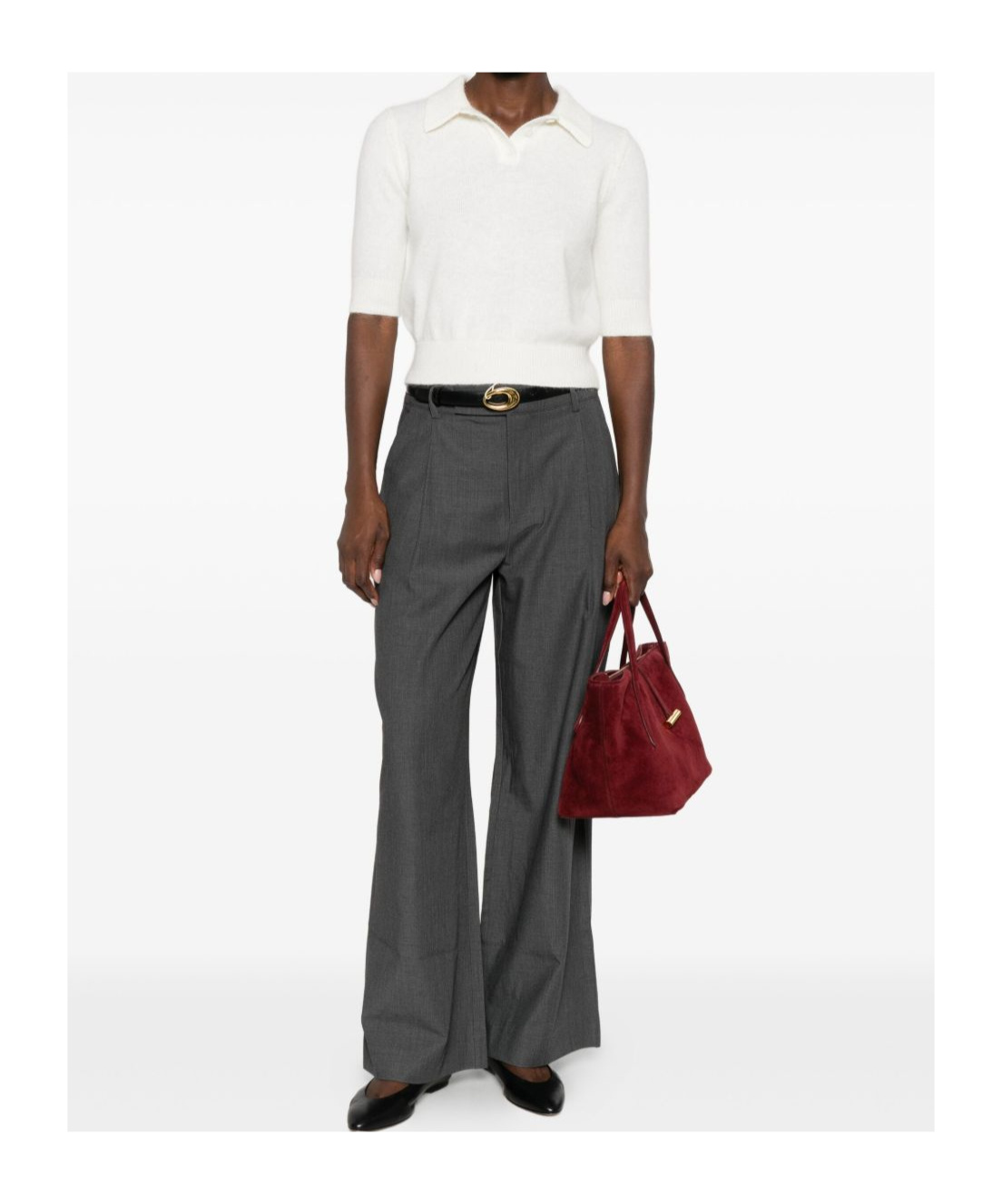 Twinset Brushed-effect Polo Top In White