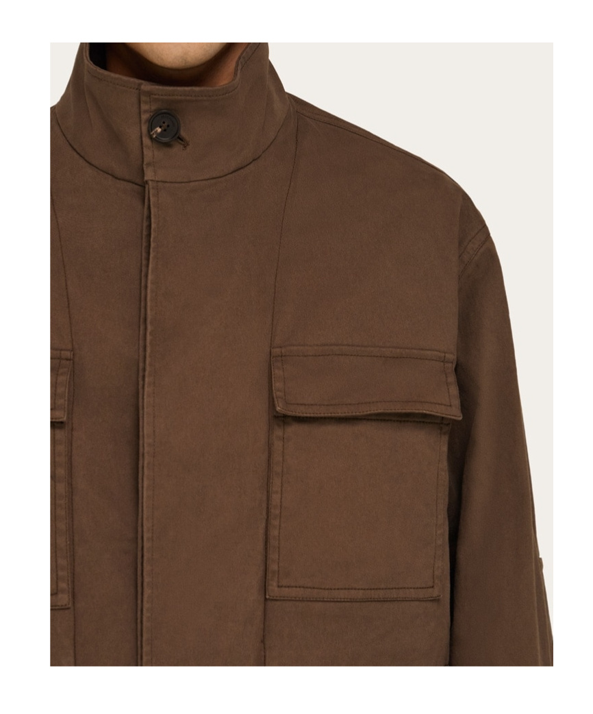 Ferragamo High Neck Concealed Fastened Jacket In Brown