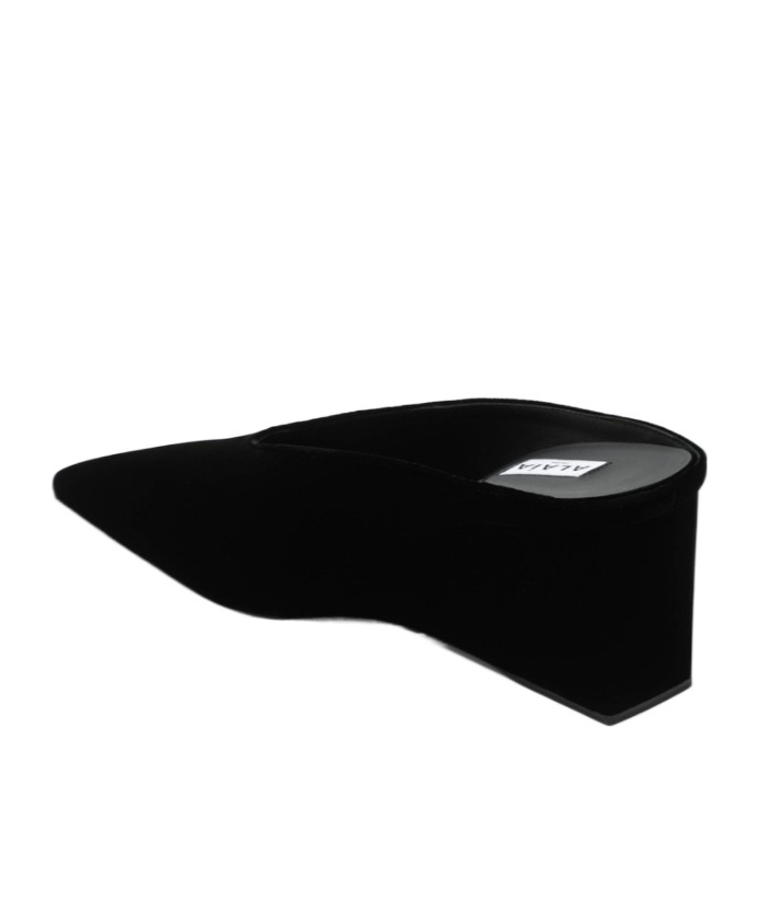 Alaïa Black Velvet Cube-heeled Mule In Black