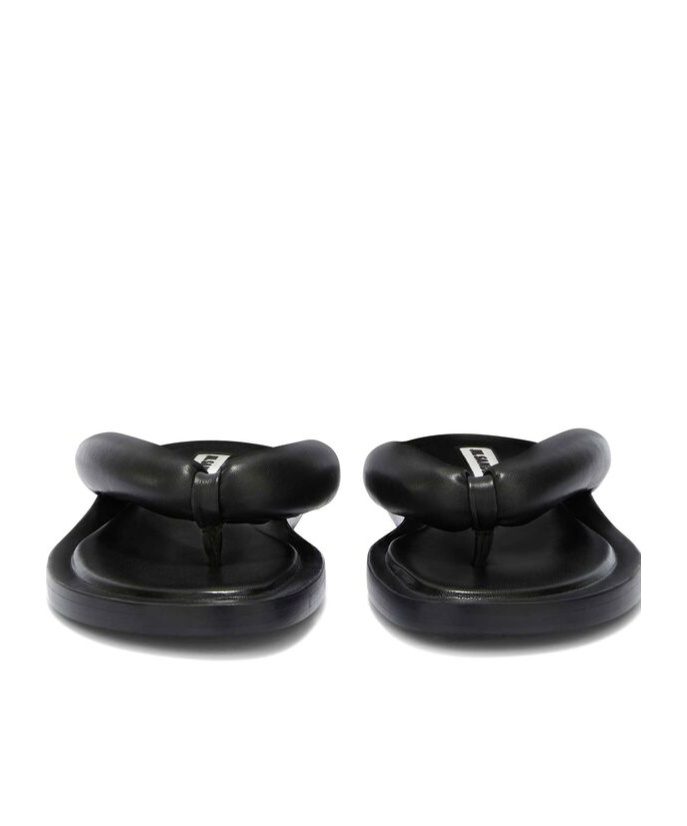 Jil Sander Leather Slides In Black