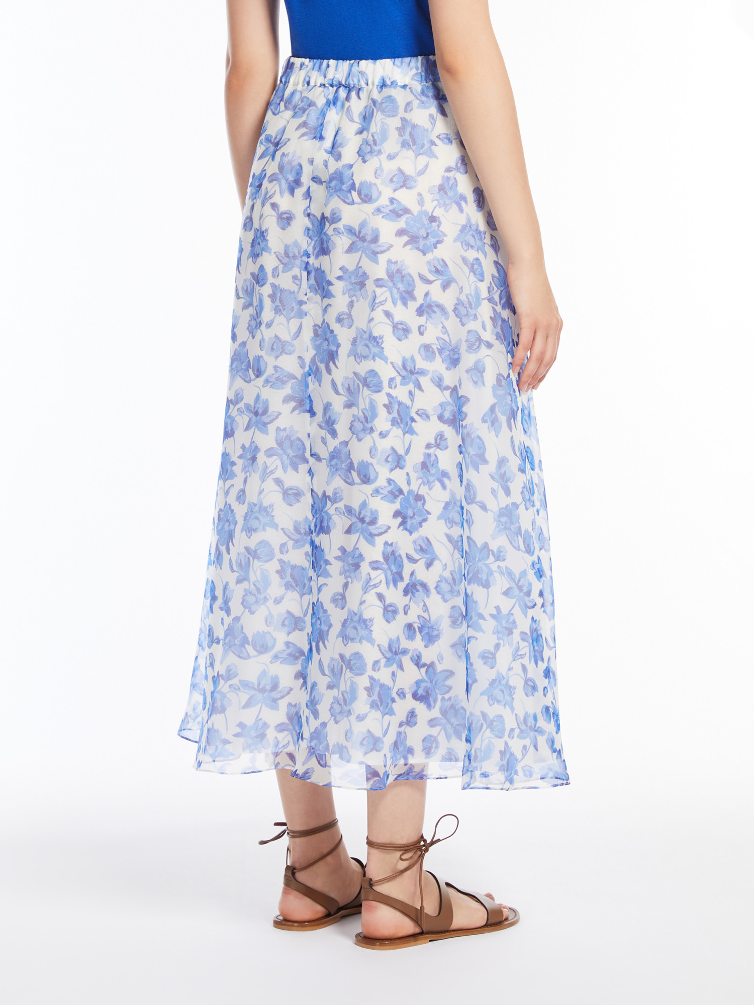 Weekend Max Mara Silk Organza Bell Skirt In Blue