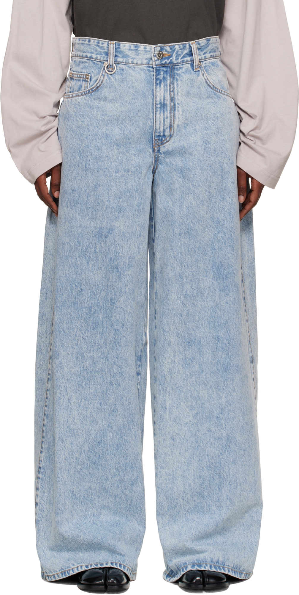 We11 Done Oversized Low-rise Denim Pants In Blue
