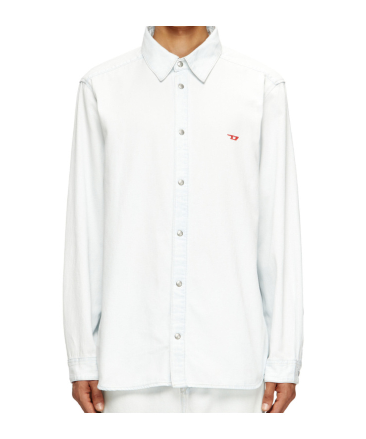 Diesel Mens 01 D-simply Bleach-effect Denim Shirt In White