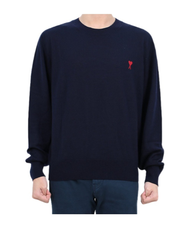Ami Alexandre Mattiussi Small Adc Organic Cotton Logo Embroidered Crewneck Sweatshirt In Black