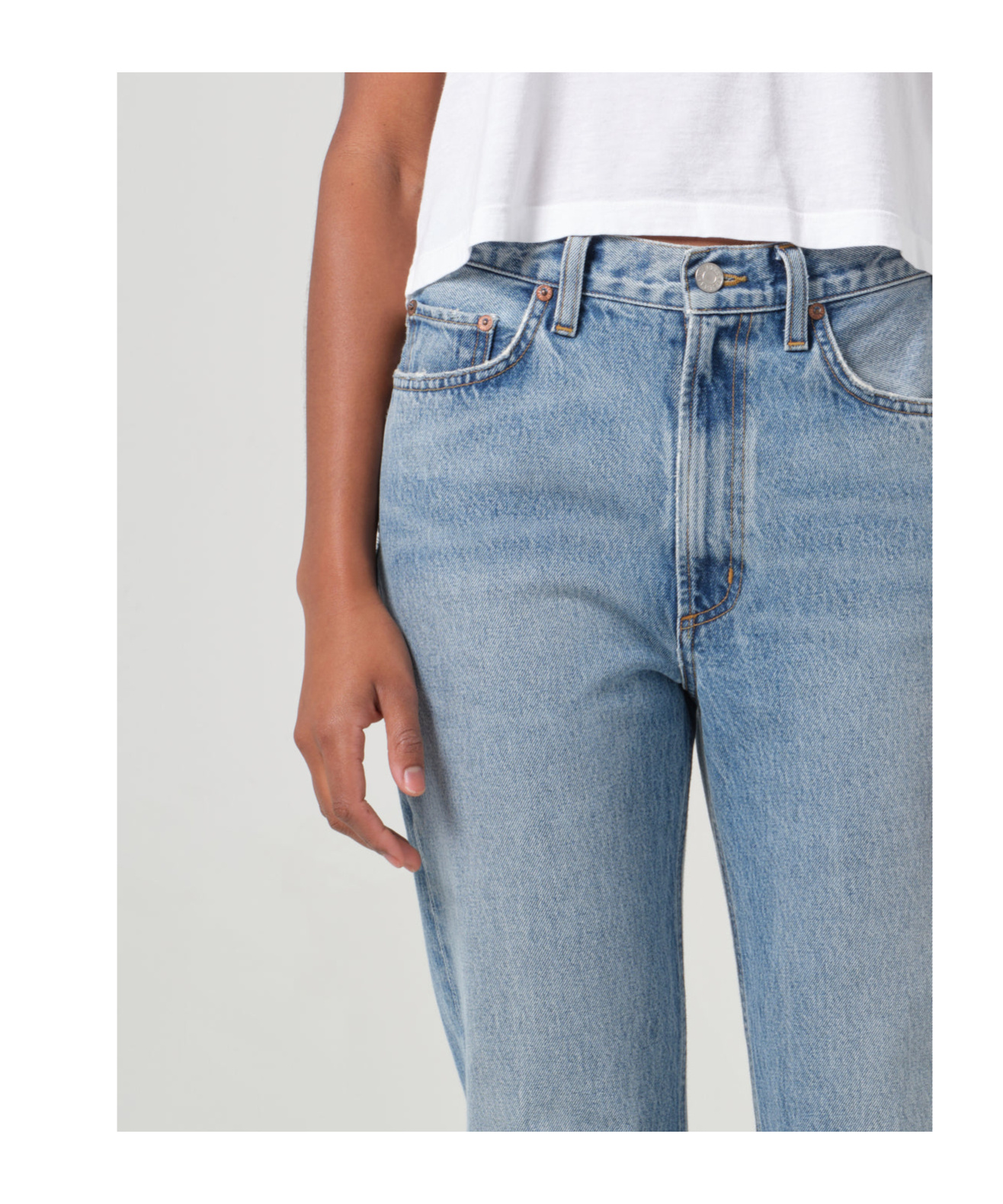 Agolde Blue Jeans With Wide Leg And Logo Patch On The Rear In Blue