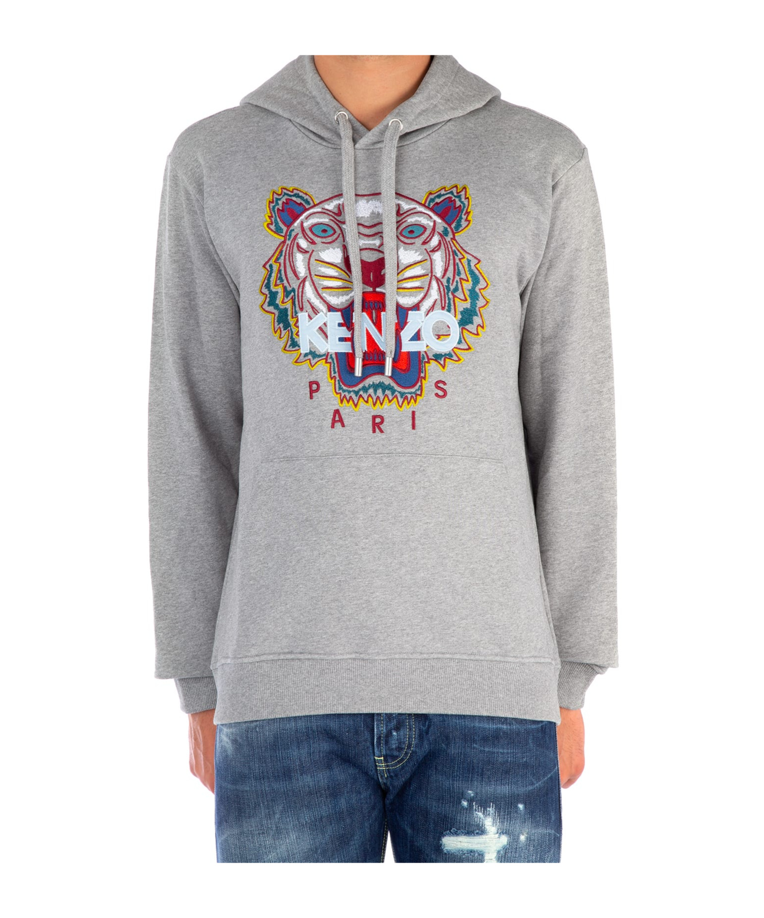 Kenzo Tiger Embroidered Hooded Hooded Hoodie In White