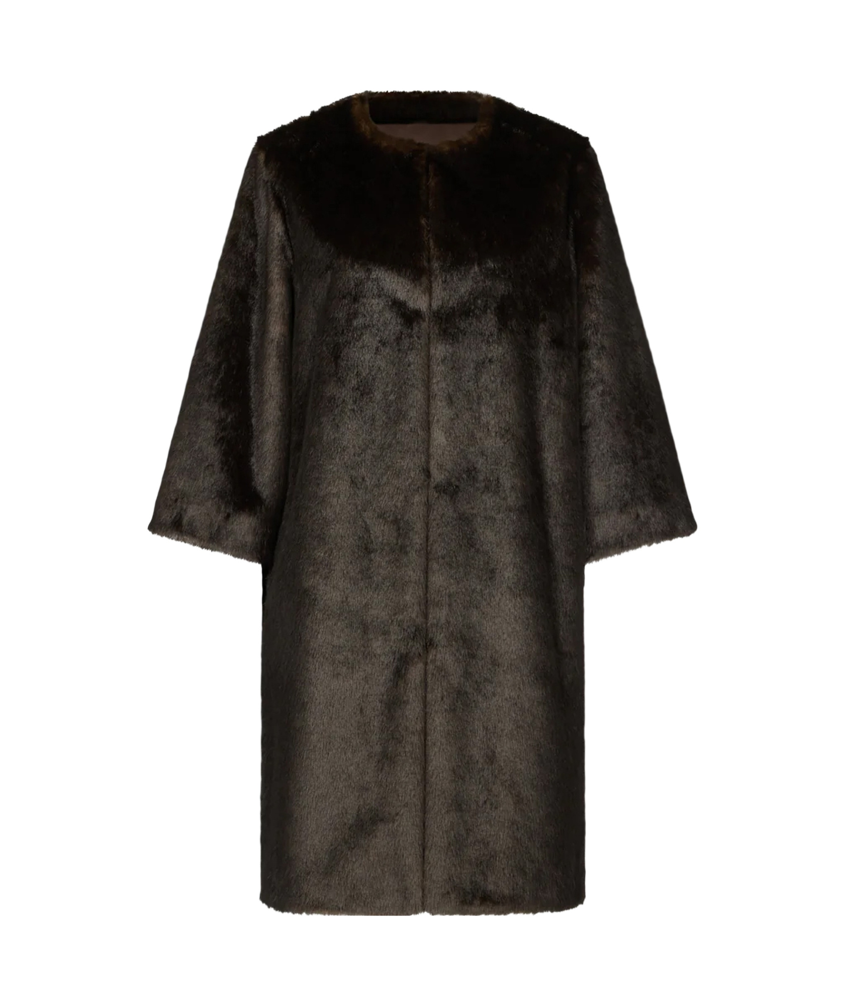 Loulou Studio Moore Round Neck Long Coat In Black