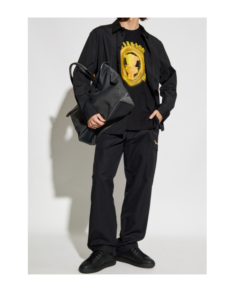 Versace Belt Loop Casual Pants In Black