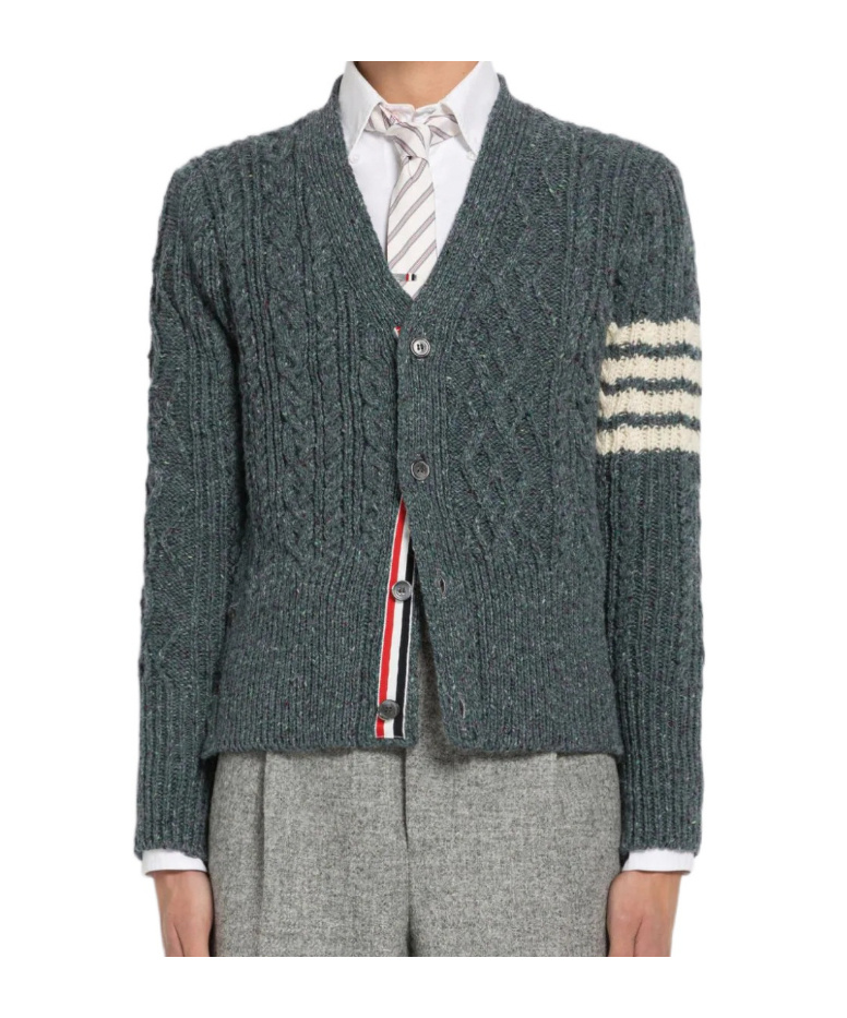 Thom Browne 4-bar Striped Cardigan In Black