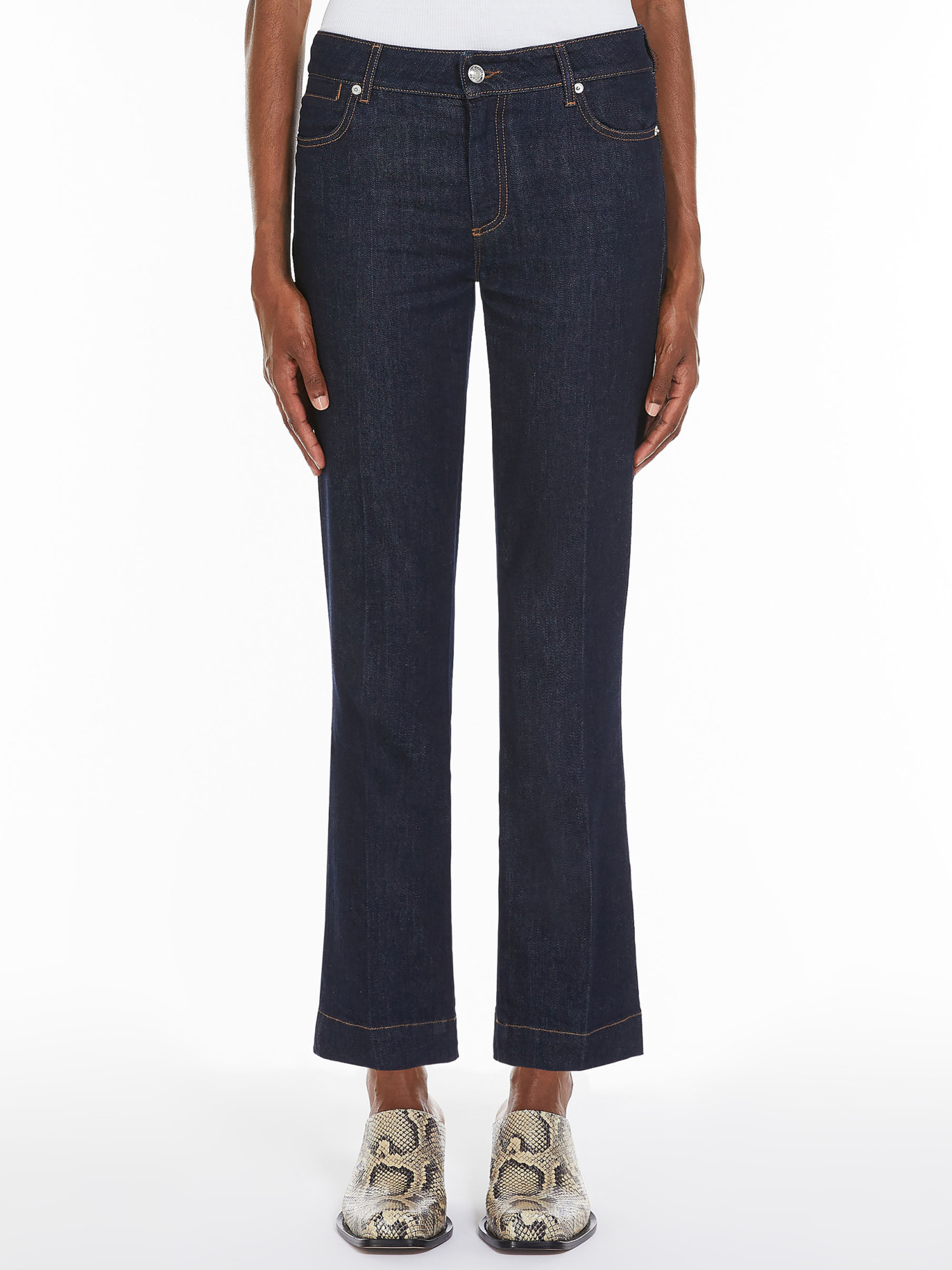 Sportmax Low Waist Wide Leg Jeans With Cropped Length In Black