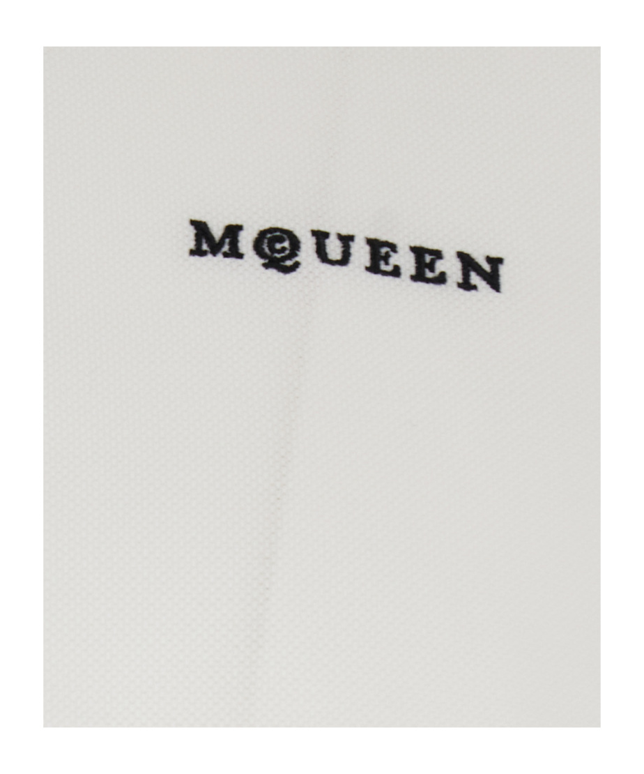Alexander Mcqueen White Polo Shirt With Classic Collar And Logo Lettering Embroidery On The Front In Cotton Man In White