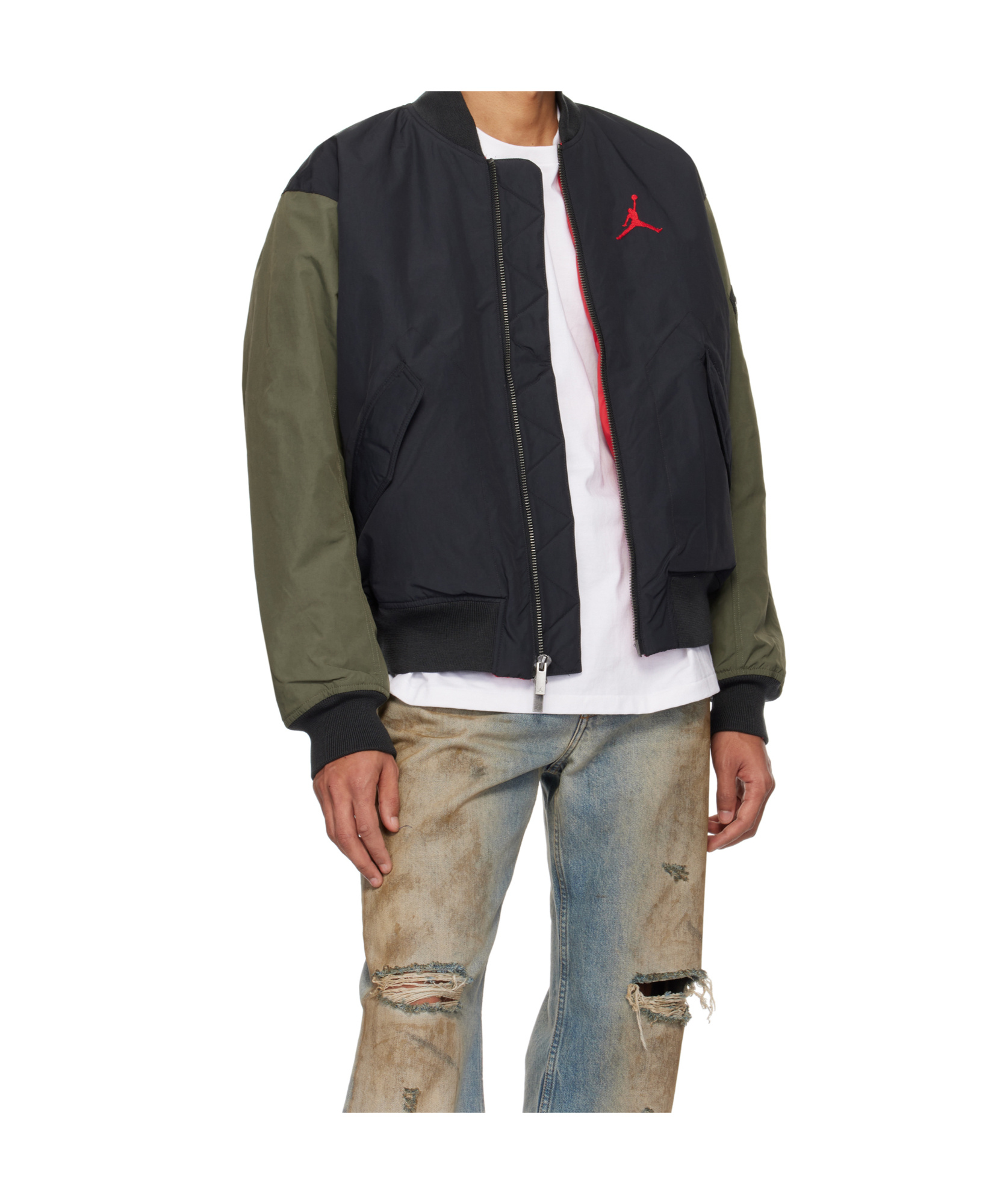 Nike Black & Khaki Renegade Bomber In Off Noir/medium Olive