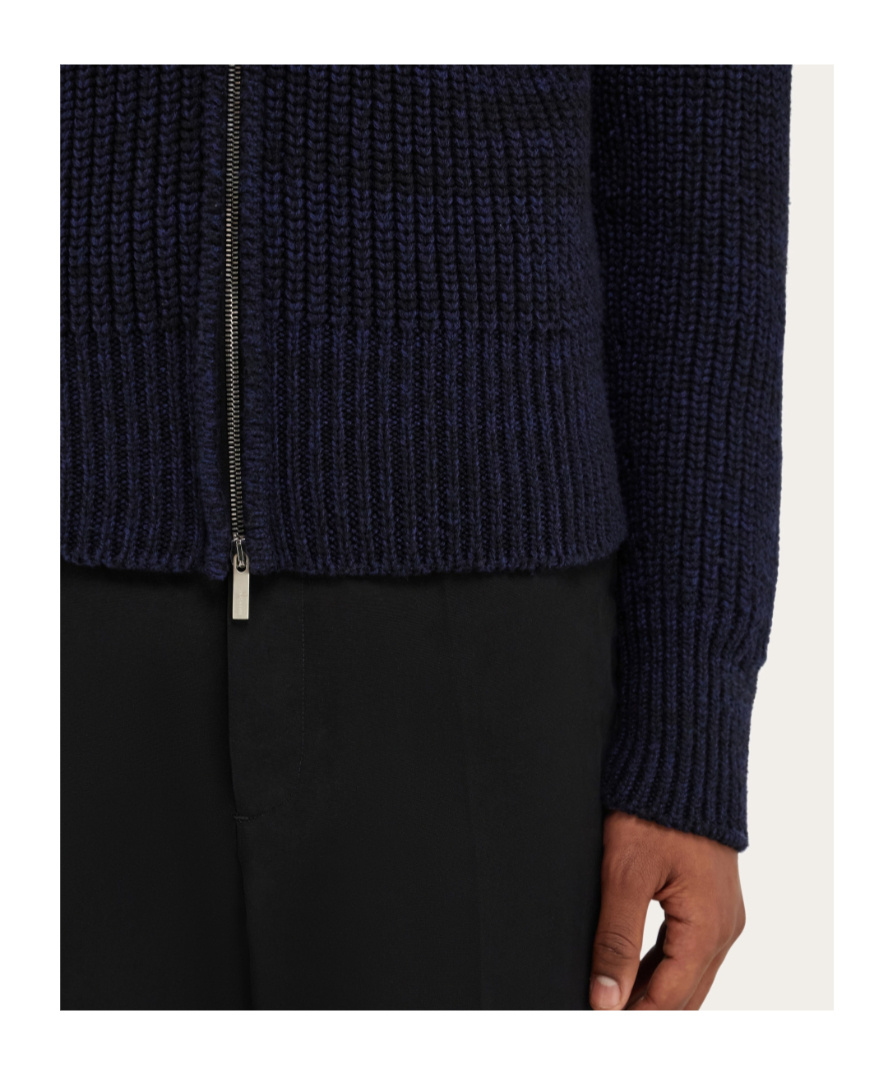 Ferragamo Knitted Blouson In Blue