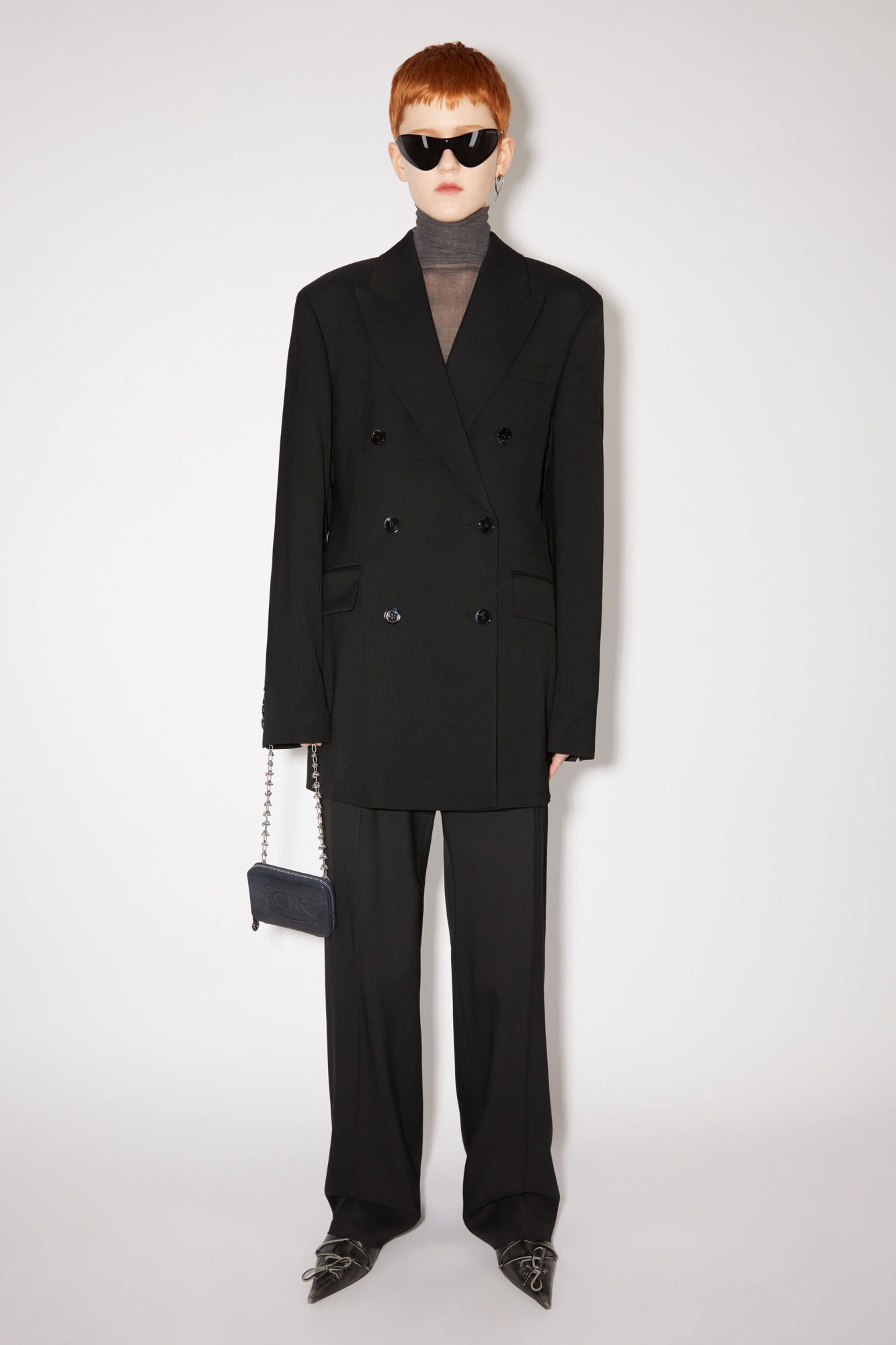 Acne Studios Double-breasted Cotton-blend Blazer In Black