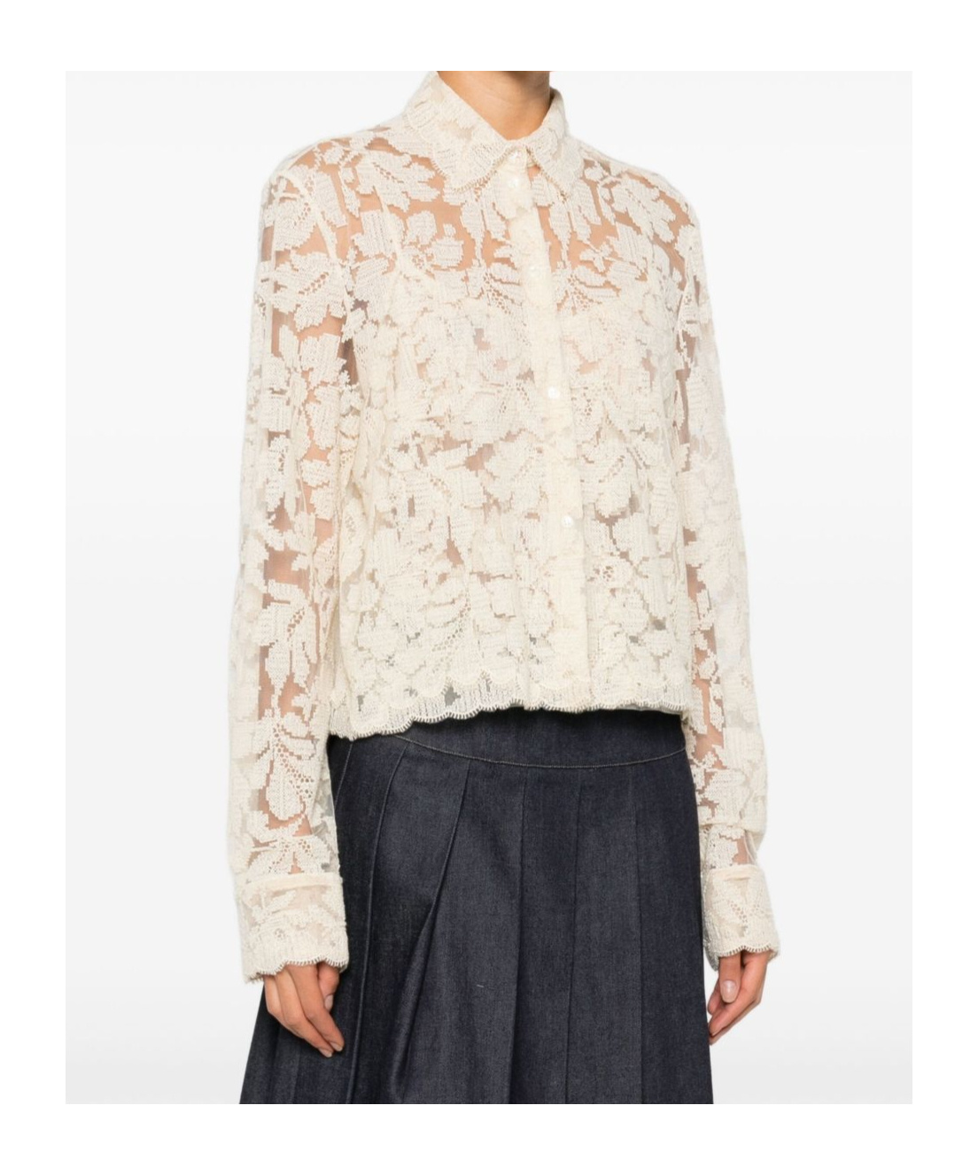 Ermanno Scervino Lace Top And Shirt Set In White