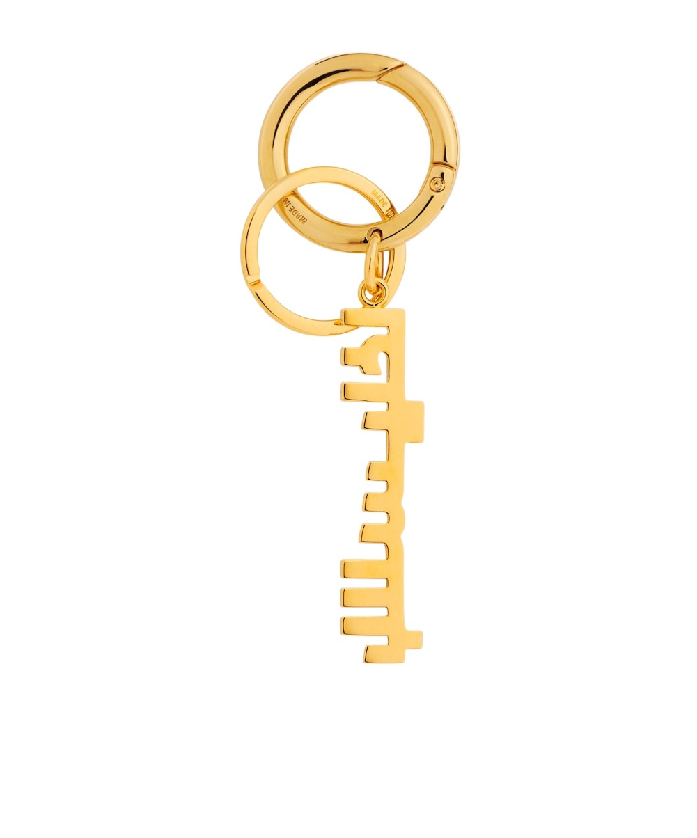 Shop Balenciaga Typo Arabic Logo Keychain In Gold In Golden