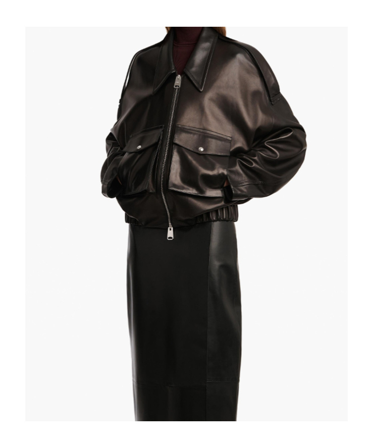 Khaite Owey Zip-up Leather Jacket In Black
