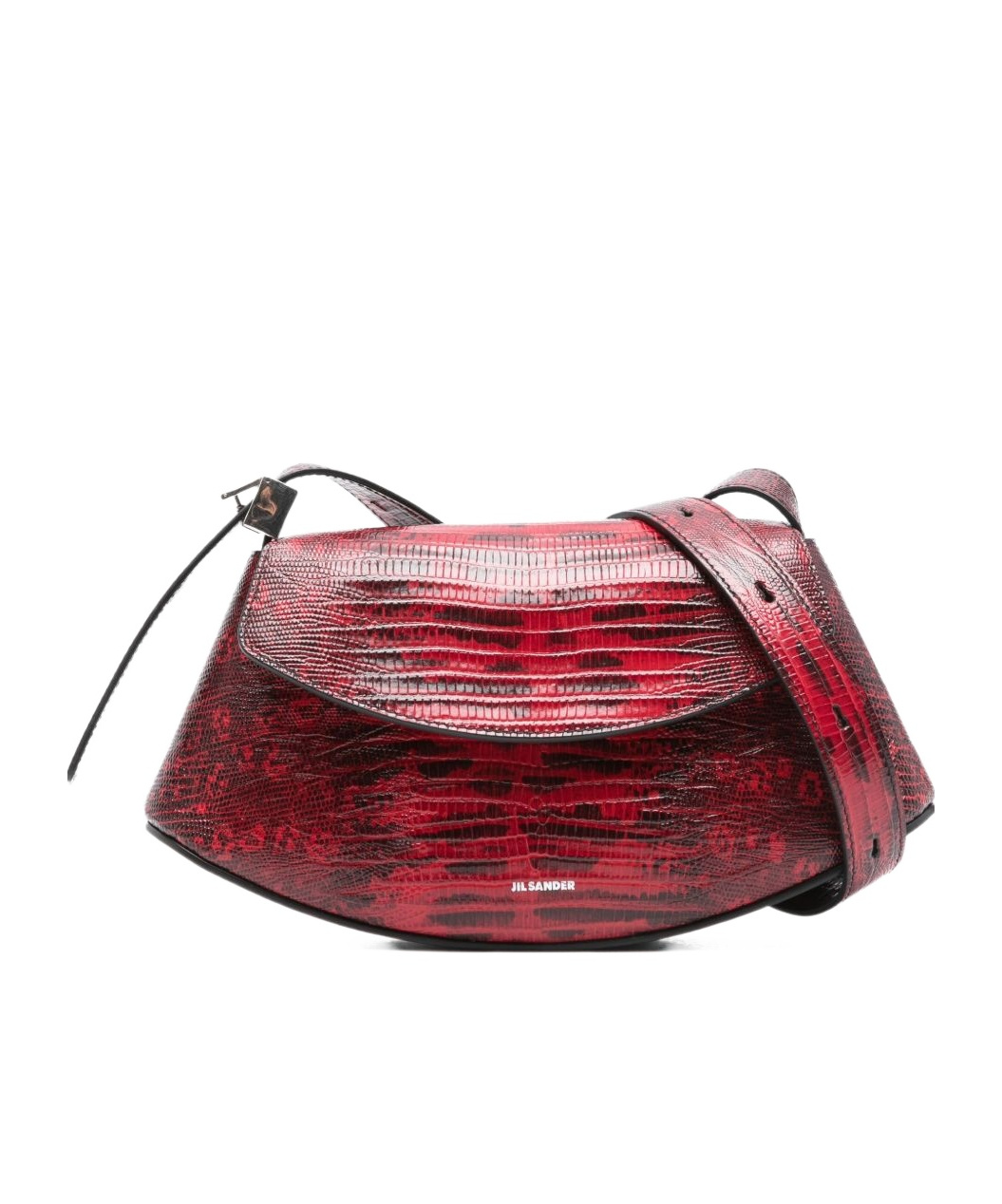 Jil Sander Structured Shoulder Bag In Rosso Vitello Leather In Red