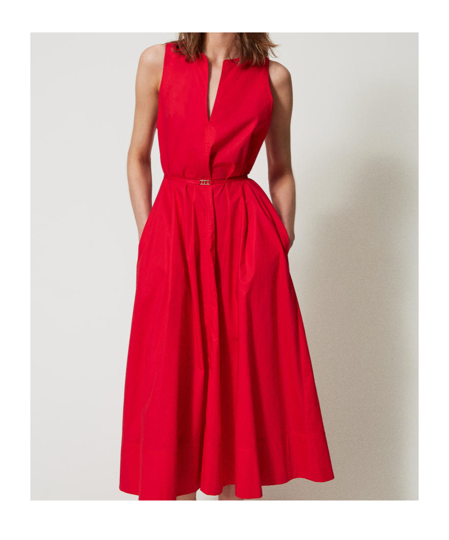 Shop Twinset Belted Midi Dress